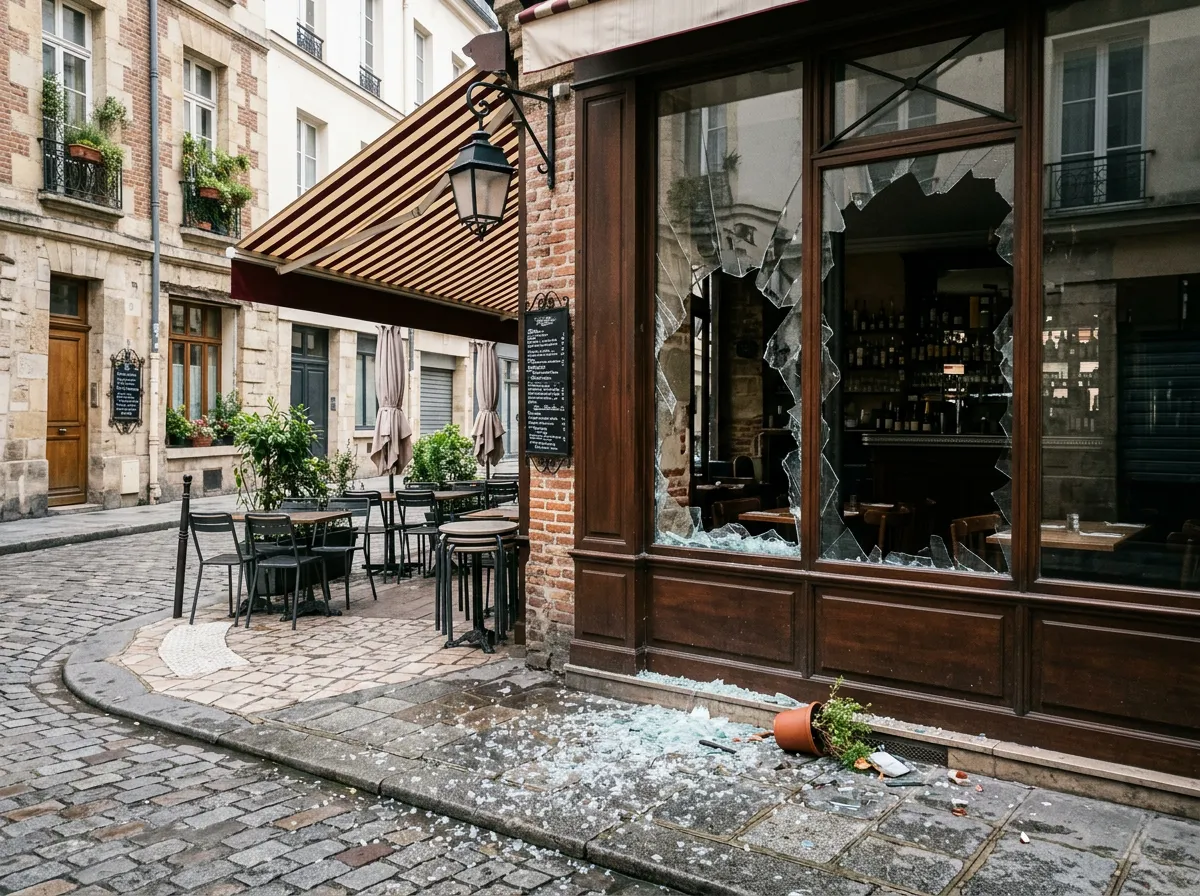 Vitrine de bar avec terrasse
