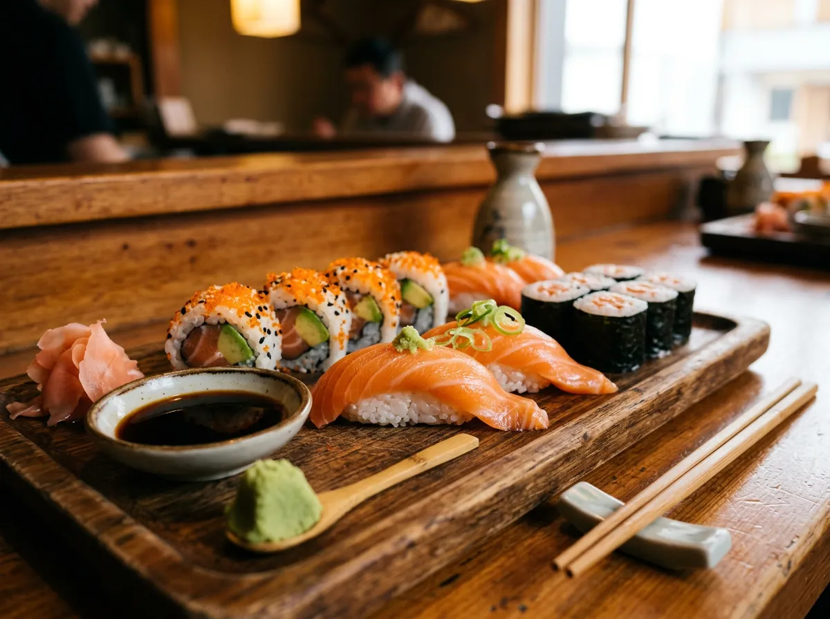 Plateau de sushi en restaurant japonais