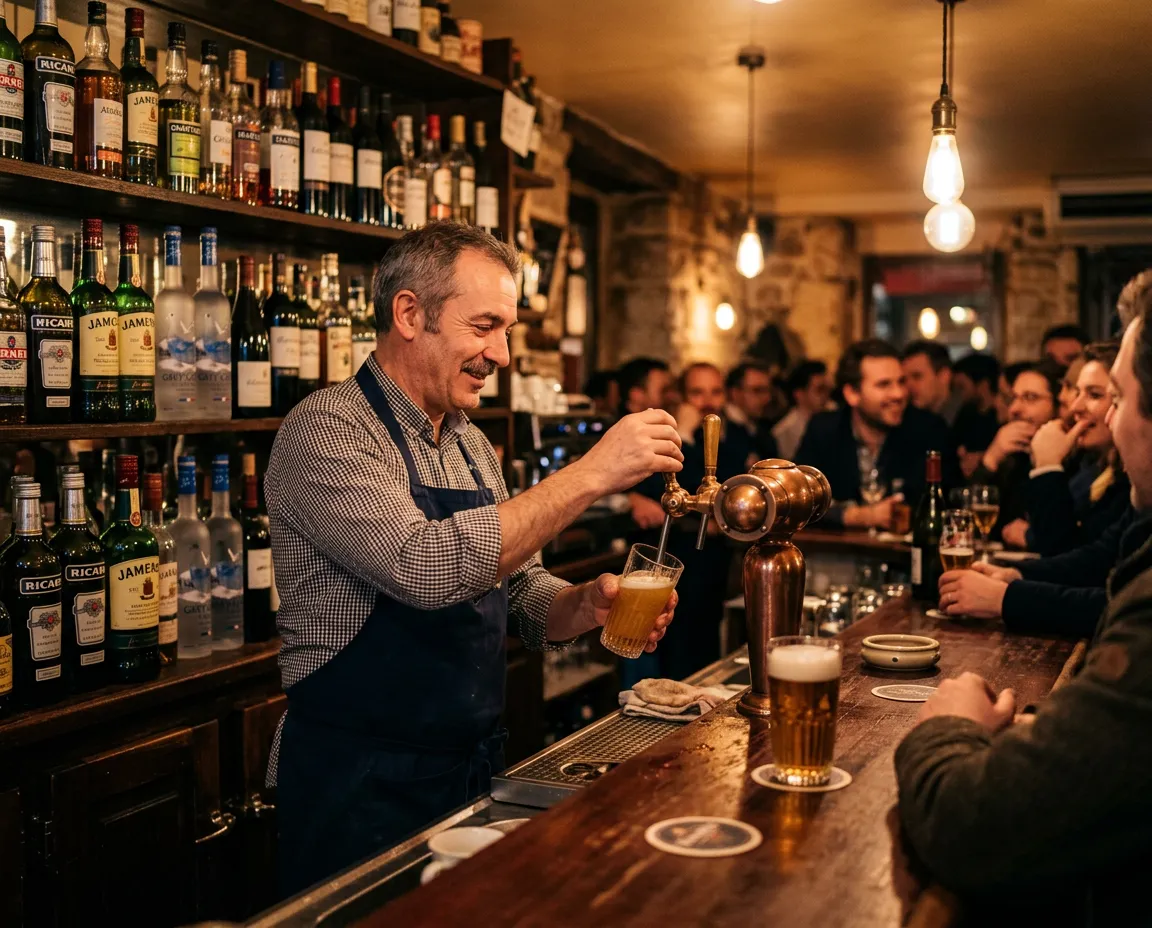 Comptoir de bar avec bouteilles