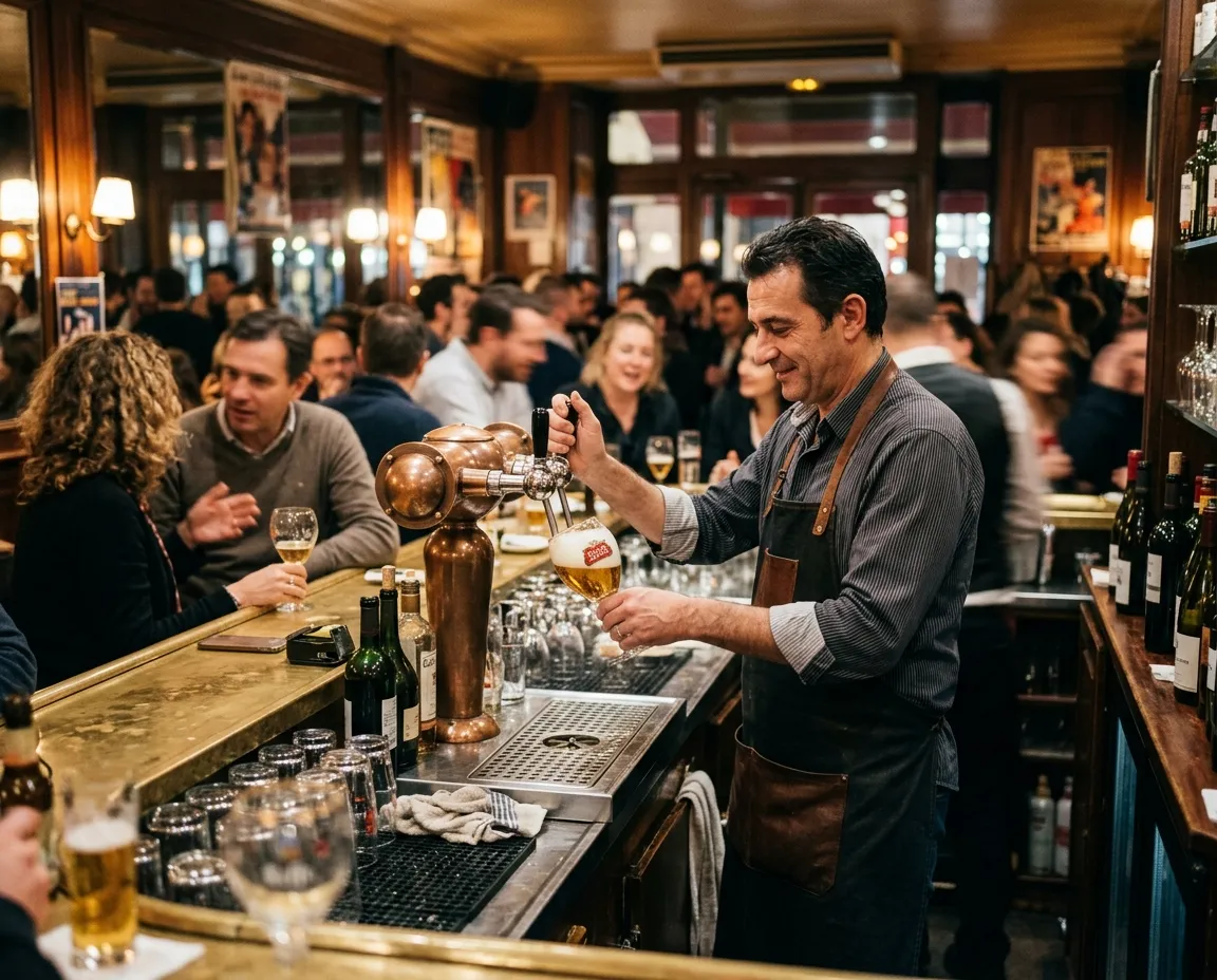 Comptoir de bar de brasserie avec tireuse