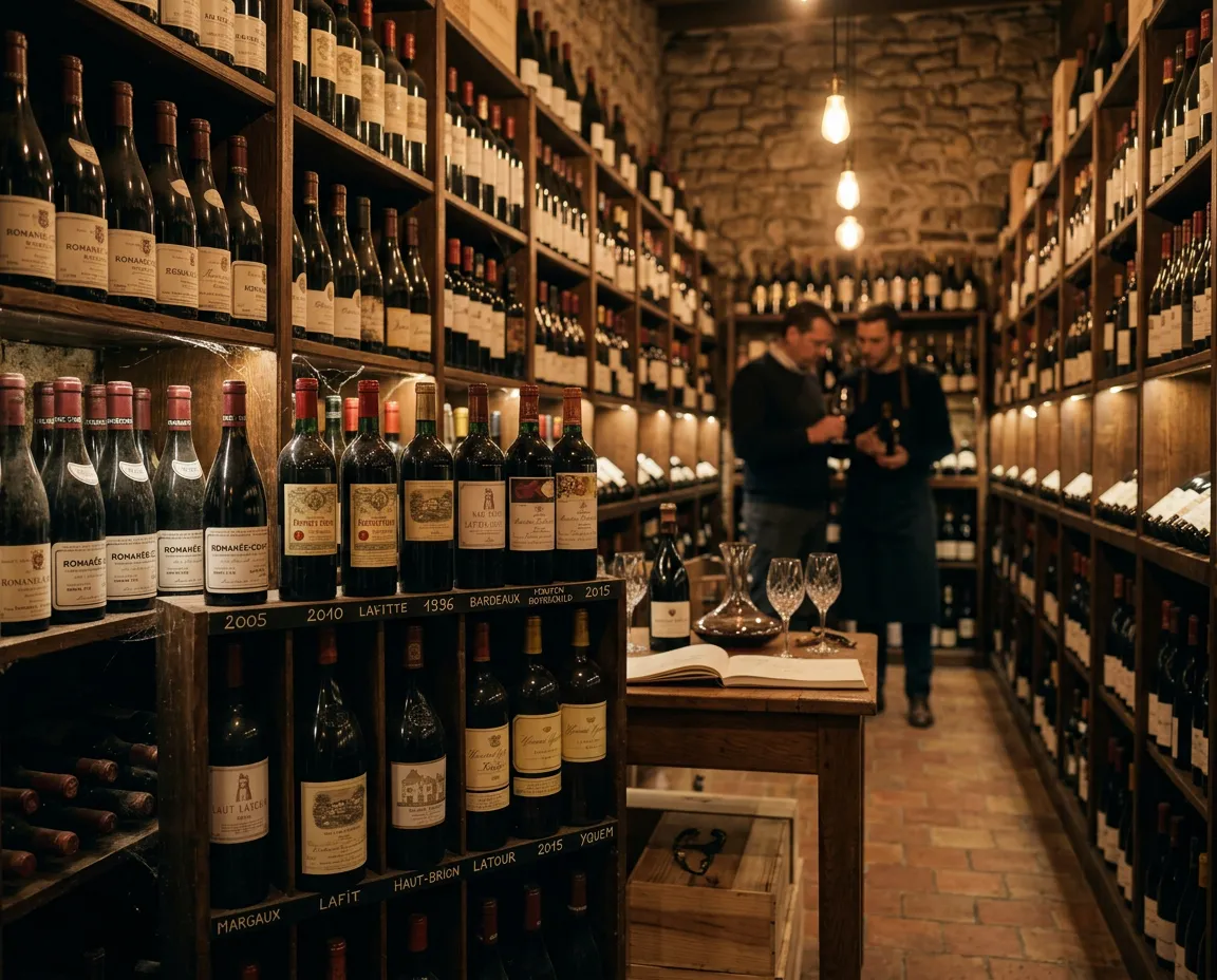 Cave de caviste avec grands crus