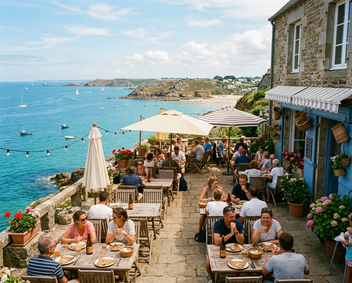 Crêperie en bord de mer en Bretagne