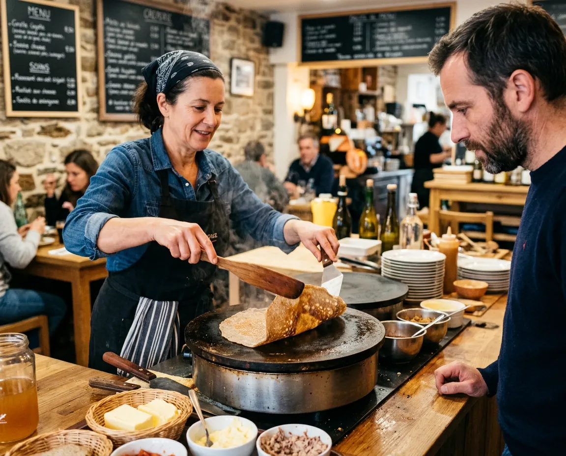 Préparation d'une galette sur billig