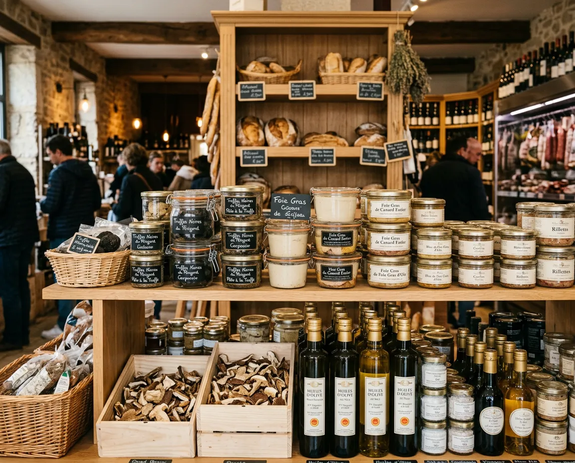 Étalages de produits fins en épicerie