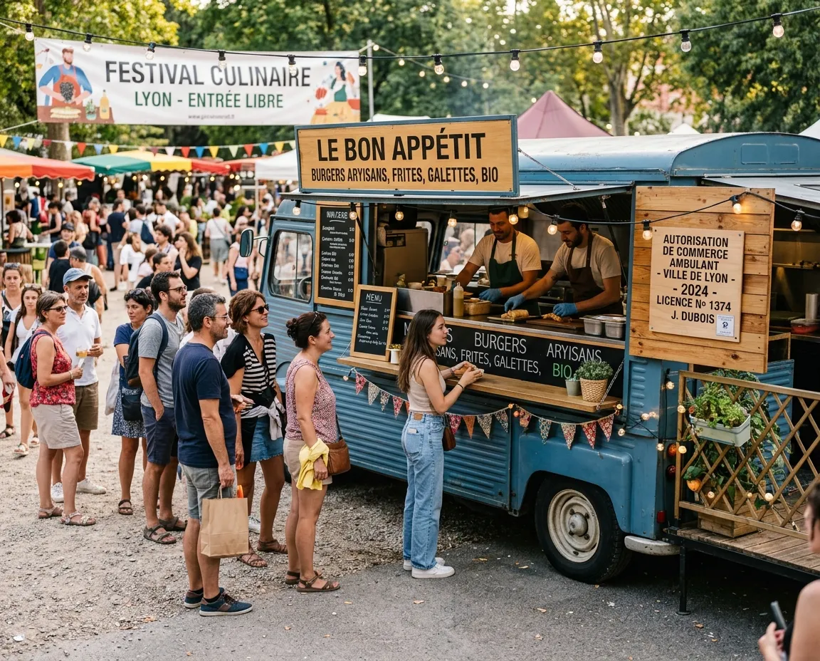 Food truck en festival avec public