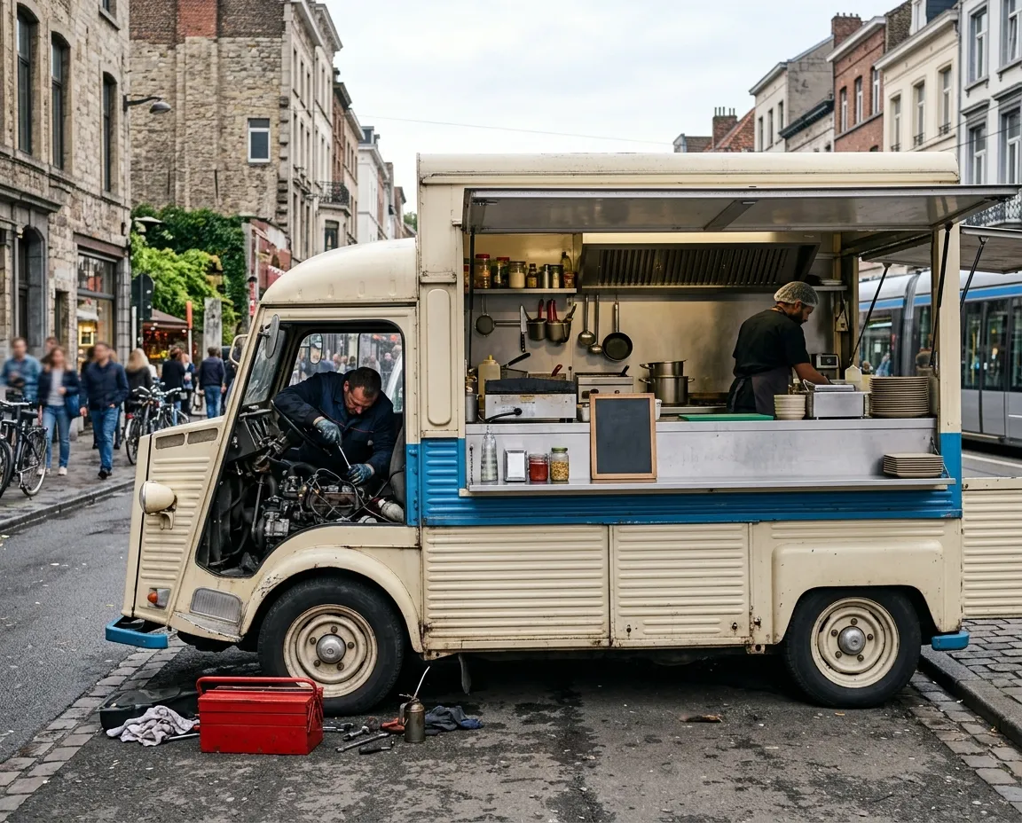 Food truck garé en zone urbaine