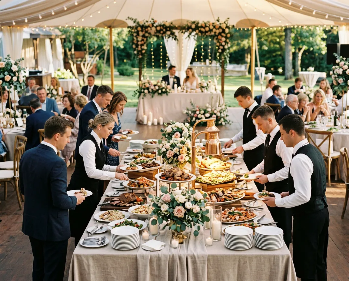 Réception de mariage avec buffet traiteur
